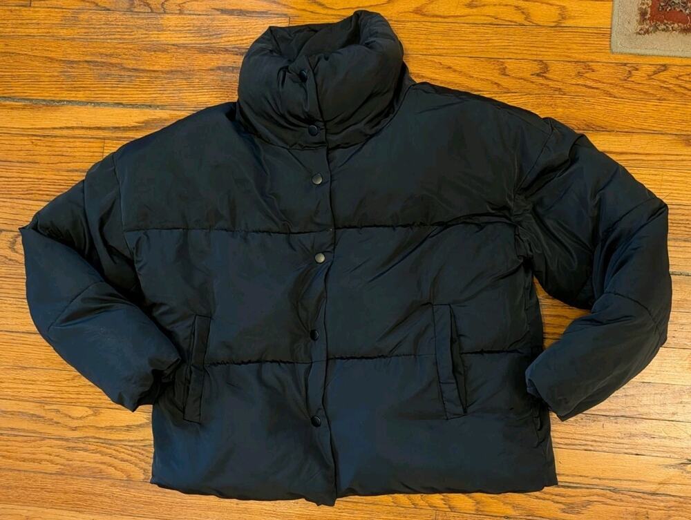Free People Weekender Puffer Women Quilted Insulated Jacket Black Oversized Sz S